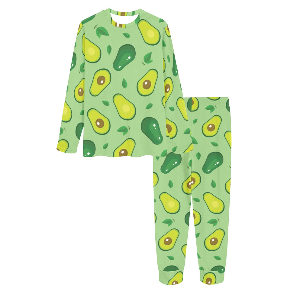 Avocado pattern green background Women's All Over Print Pajama Set