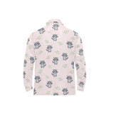 cute raccoons leaves pattern Men's Long Sleeve Polo Shirt