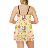 Guinea Pig Pattern Print Design 05 Chest Sexy Pleated Two Piece Swim Dress