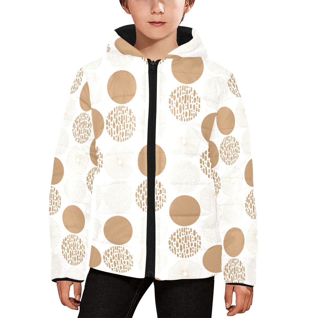 Gold Texture mushroom pattern Kids' Boys' Girls' Padded Hooded Jacket