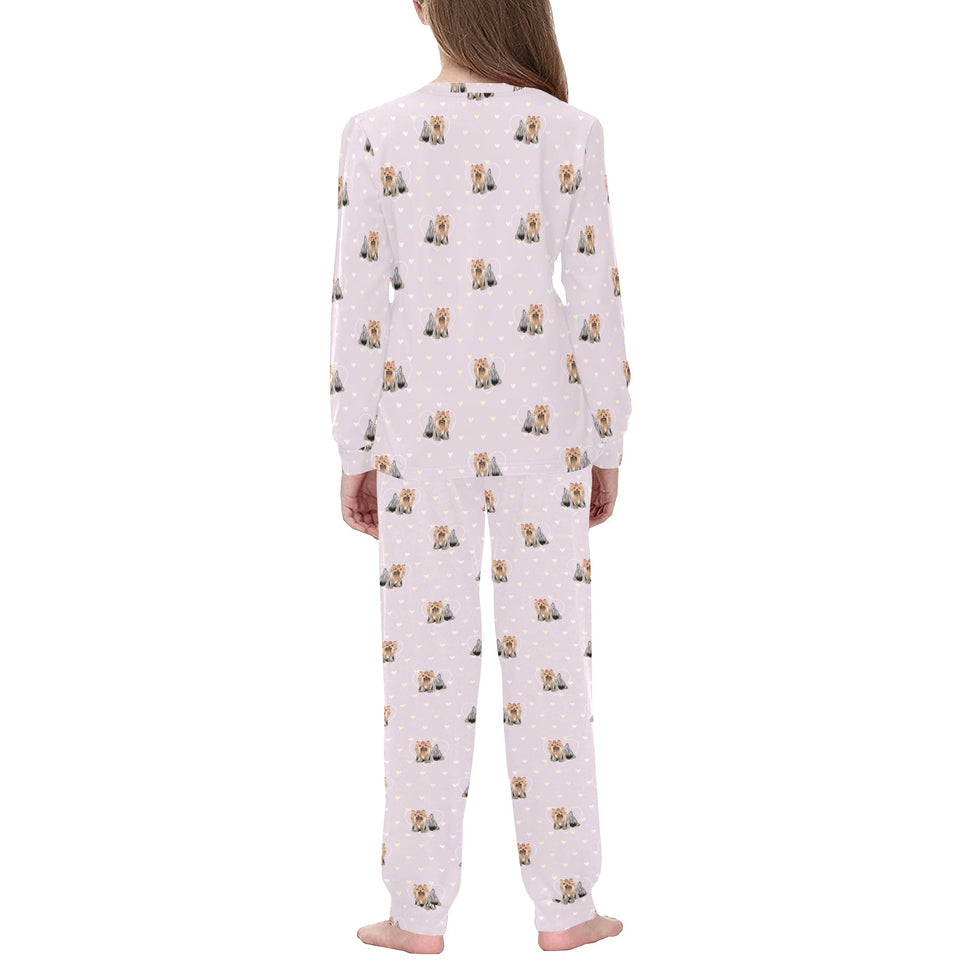 Yorkshire Terrier Pattern Print Design 02 Kids' Boys' Girls' All Over Print Pajama Set