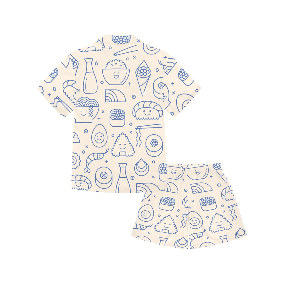 Cute sushi icon pattern Kids' Boys' Girls' V-Neck Short Pajama Set