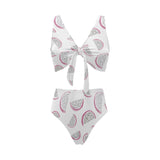 dragon fruit pattern Chest Bowknot High Waisted Bikini Swimsuit