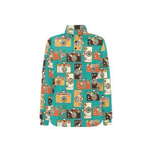 Camera Pattern Print Design 03 Women's Long Sleeve Polo Shirt
