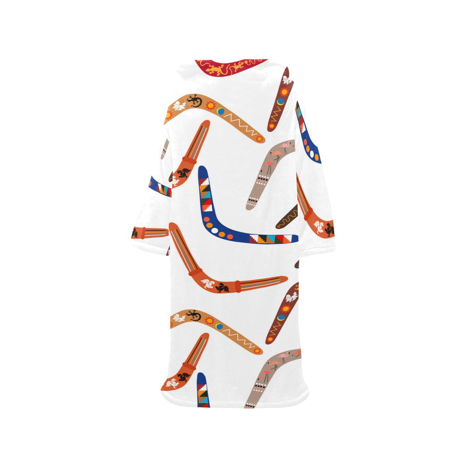 Boomerang Australian aboriginal ornament pattern Blanket Robe with Sleeves