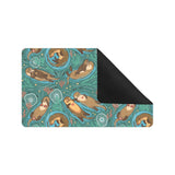 cute brown sea otters ornamental seaweed corals gr Doormat