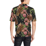 Horse head wild roses pattern Men's All Over Print Polo Shirt