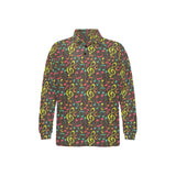 Music Notes Pattern Print Design 05 Men's Long Sleeve Polo Shirt