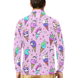 Cute ice cream cone animal pattern Men's Long Sleeve Polo Shirt