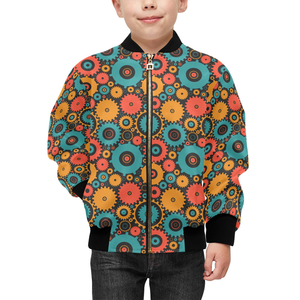 Gear Pattern Print Design 01 Kids' Boys' Girls' Bomber Jacket