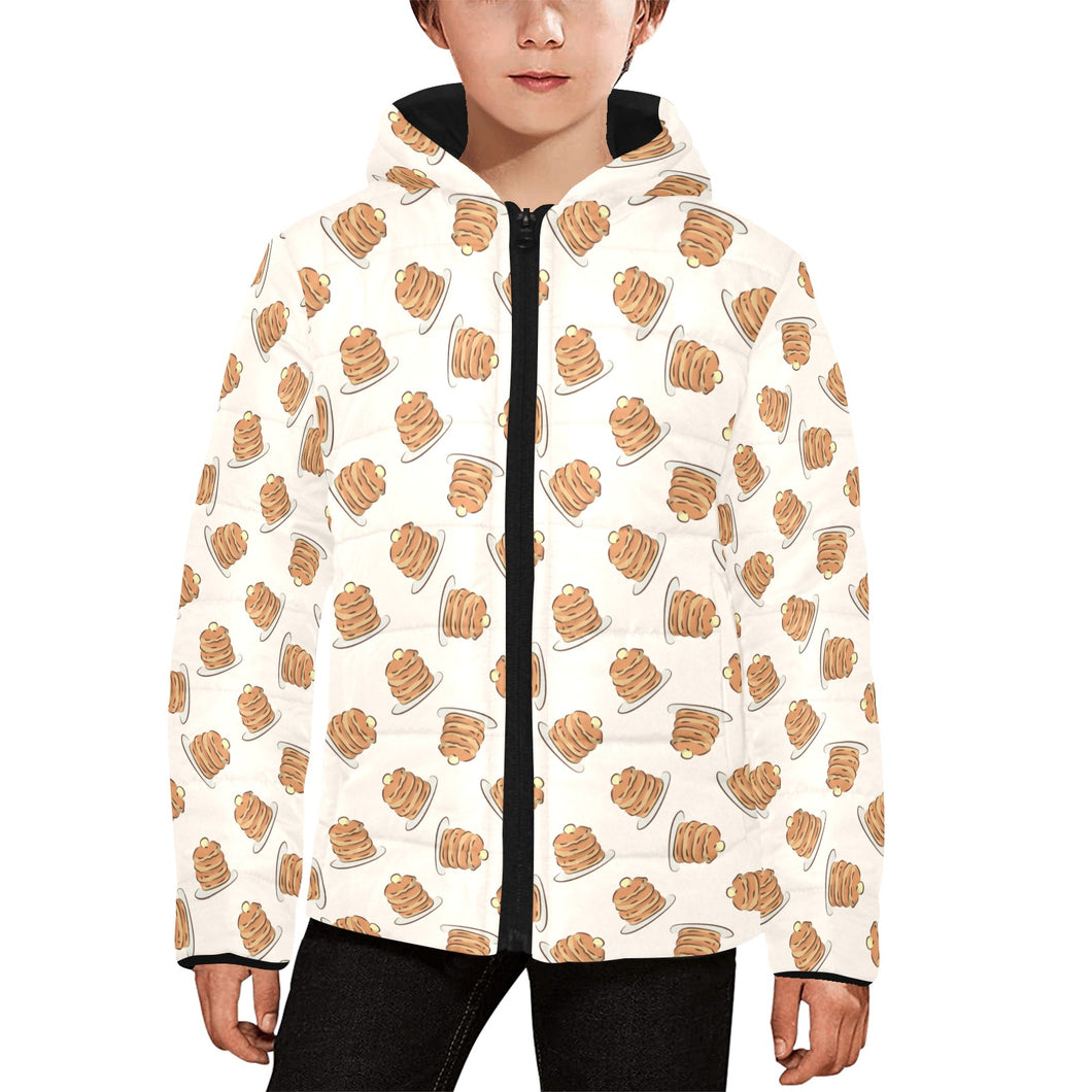 Pancake Pattern Print Design 01 Kids' Boys' Girls' Padded Hooded Jacket