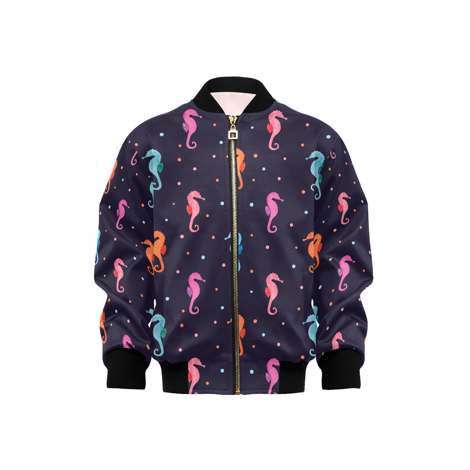 Watercolor colorful seahorse pattern Kids' Boys' Girls' Bomber Jacket
