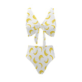 Banana pattern Chest Bowknot High Waisted Bikini Swimsuit