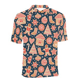 Christmas gingerbread cookie pattern Men's All Over Print Polo Shirt