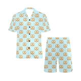 Pretzels Pattern Print Design 03 Men's V-Neck Short Pajama Set