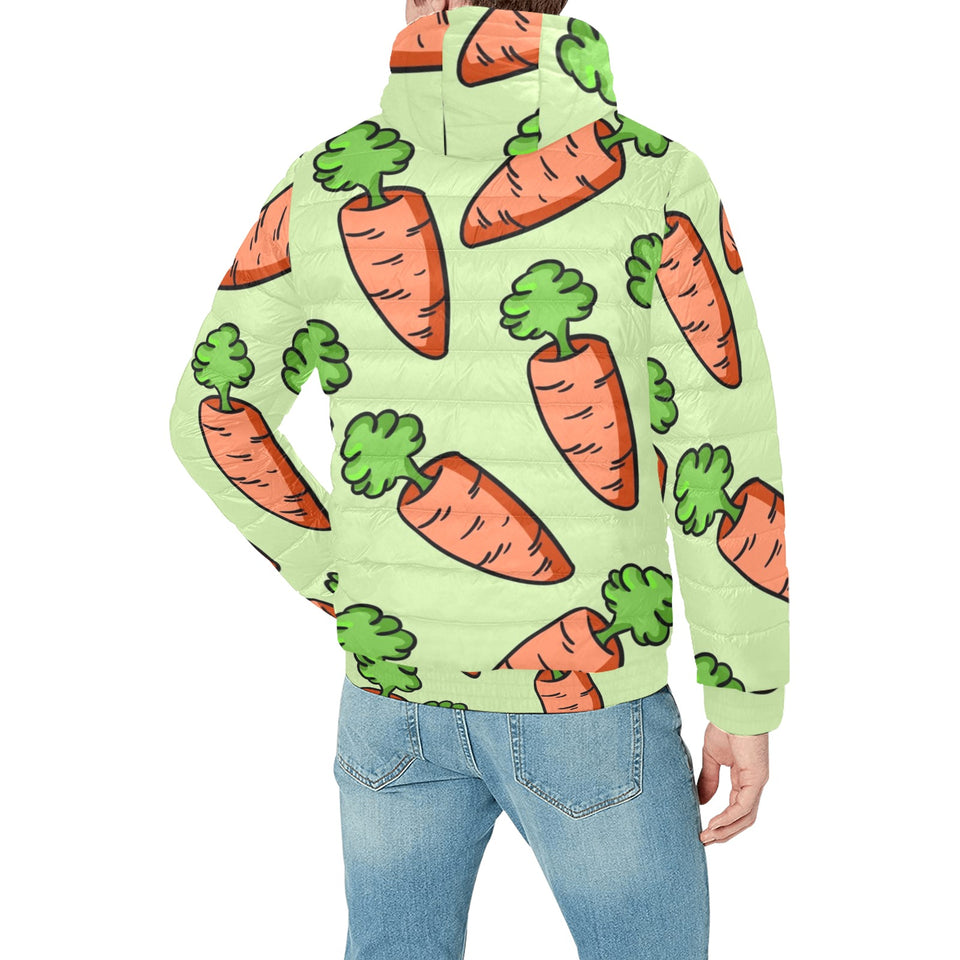 Carrot Pattern Print Design 05 Men's Padded Hooded Jacket