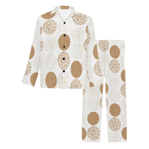 Gold Texture mushroom pattern Men's Long Pajama Set
