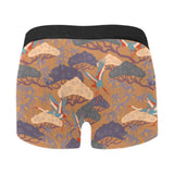 Bonsai bamboo stork japanese pattern brown theme Men's All Over Print Boxer Briefs Men's Underwear