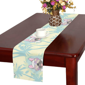French bulldog hawaii blackground Table Runner