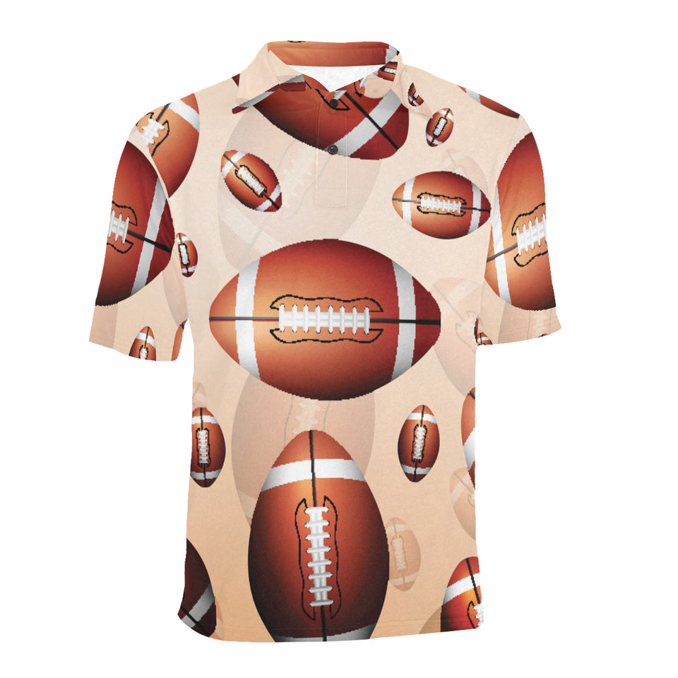 American football ball design pattern Men's All Over Print Polo Shirt