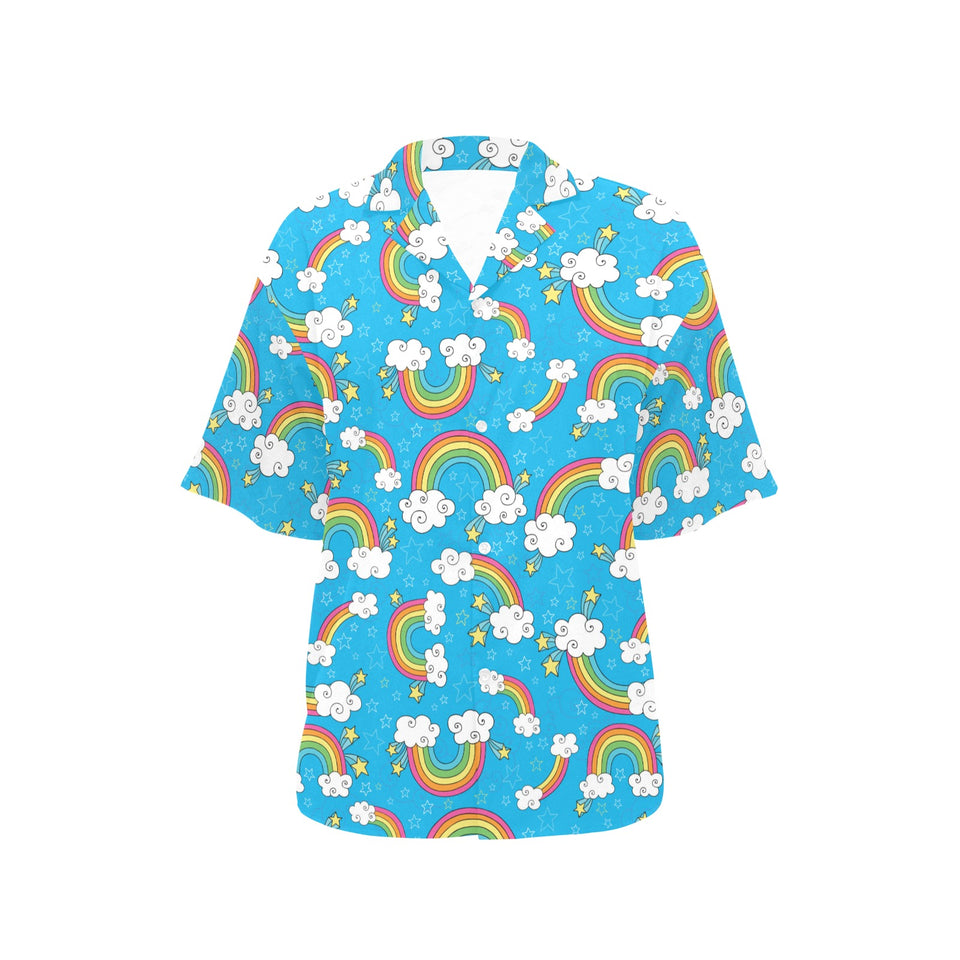 Rainbows Sky Clouds Pattern Women's All Over Print Hawaiian Shirt