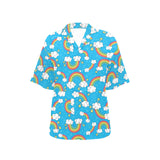 Rainbows Sky Clouds Pattern Women's All Over Print Hawaiian Shirt