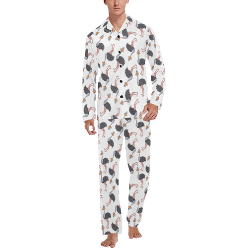 Ostrich Pattern Print Design 02 Men's Long Pajama Set