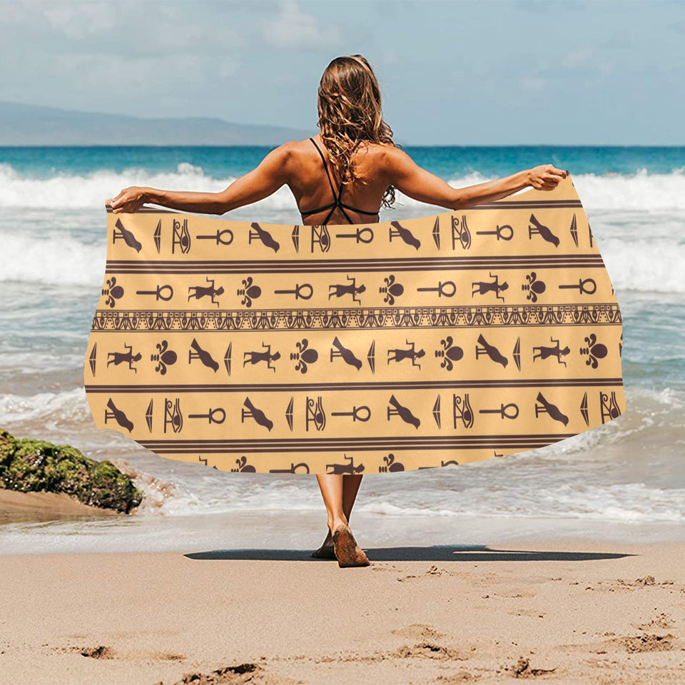 Egypt Hieroglyphics Pattern Print Design 02 Beach Towel