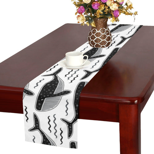 Black whale pattern Table Runner
