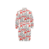 Red mushroom dot pattern Men's Long Sleeve Belted Night Robe