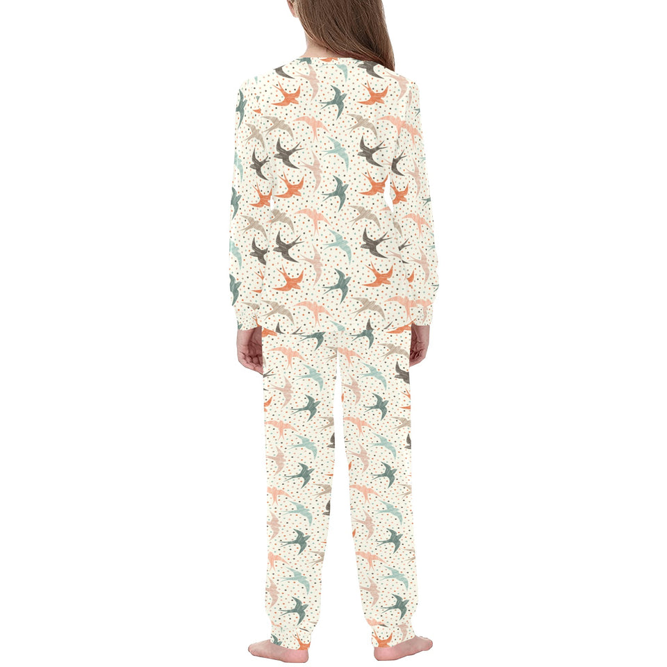 Swallow Pattern Print Design 02 Kids' Boys' Girls' All Over Print Pajama Set