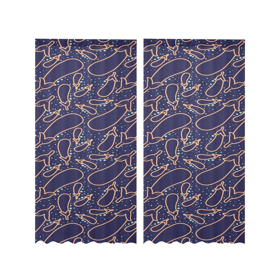 Eggplant Pattern Print Design 04 Gauze Curtain
