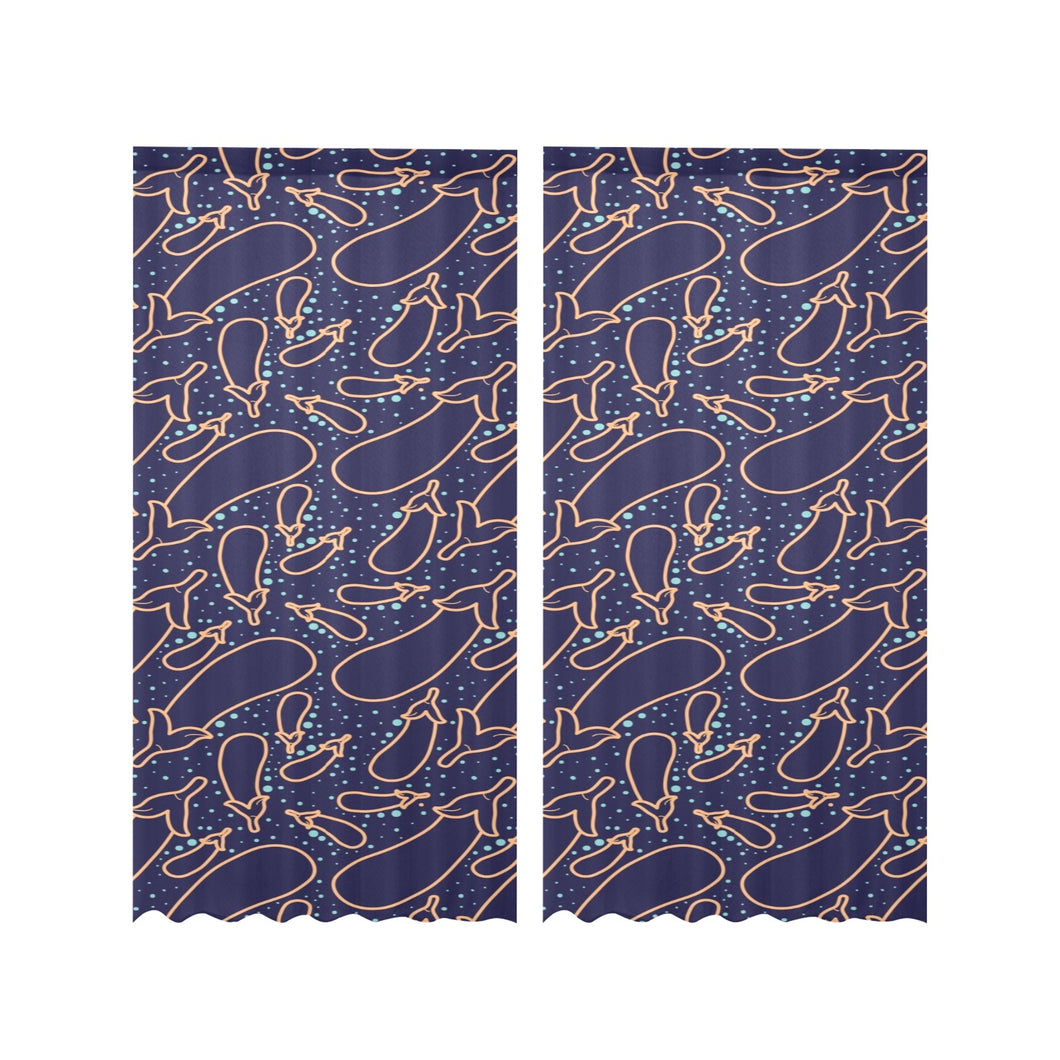 Eggplant Pattern Print Design 04 Gauze Curtain