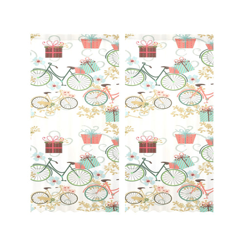 Bicycle Pattern Print Design 05 Gauze Curtain