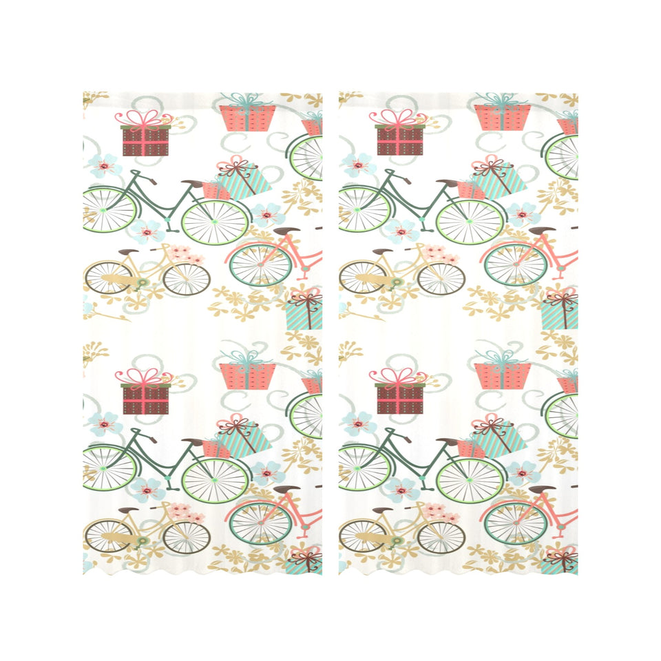 Bicycle Pattern Print Design 05 Gauze Curtain