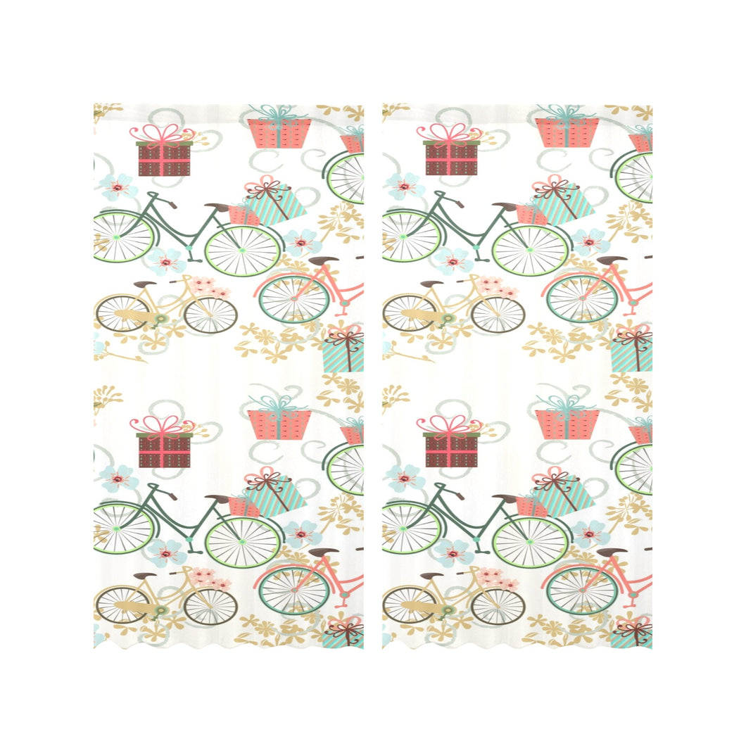 Bicycle Pattern Print Design 05 Gauze Curtain