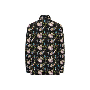 Hummingbird Pattern Print Design 03 Women's Long Sleeve Polo Shirt