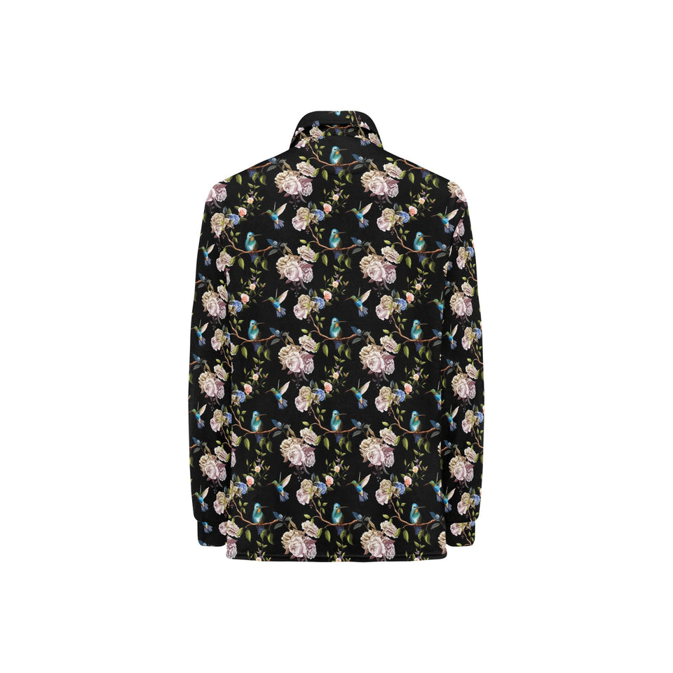 Hummingbird Pattern Print Design 03 Women's Long Sleeve Polo Shirt