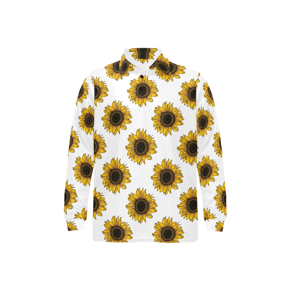 sunflowers design pattern Men's Long Sleeve Polo Shirt