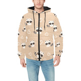 Cute raccoon heart pattern Men's Padded Hooded Jacket