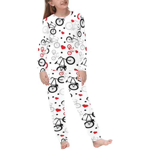 Bicycle Pattern Print Design 04 Kids' Boys' Girls' All Over Print Pajama Set