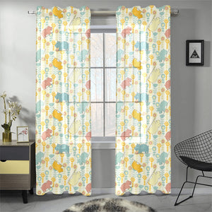 Hippopotamus Pattern Print Design 04 Gauze Curtain