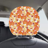 Orange yellow orchid flower pattern background Car Headrest Cover