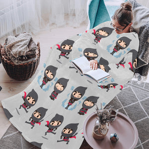 Cute ninja pattern Blanket Robe with Sleeves