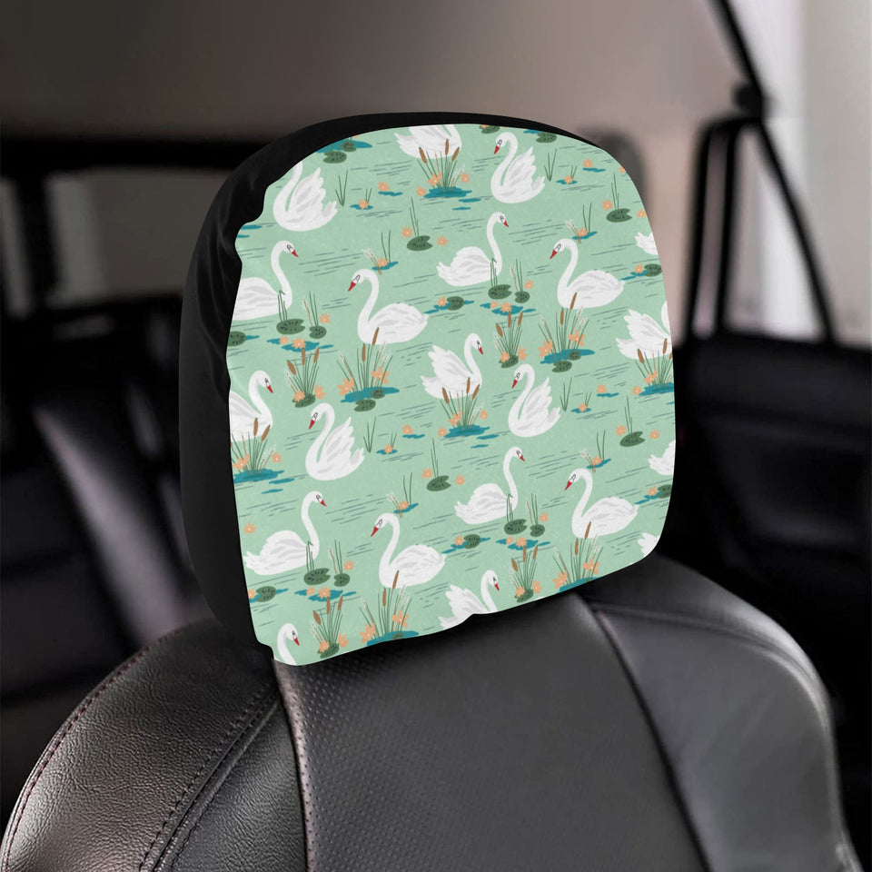 White swan lake pattern Car Headrest Cover