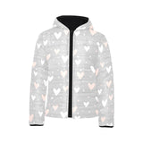 Heart pattern gray background Kids' Boys' Girls' Padded Hooded Jacket