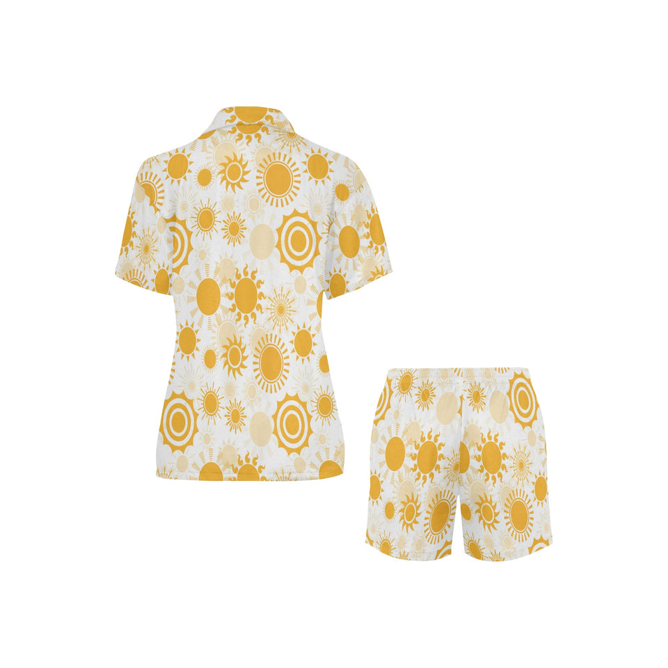 Sun design pattern Women's V-Neck Short Pajama Set