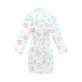 Clock time pattern blackground Women's Long Sleeve Belted Night Robe