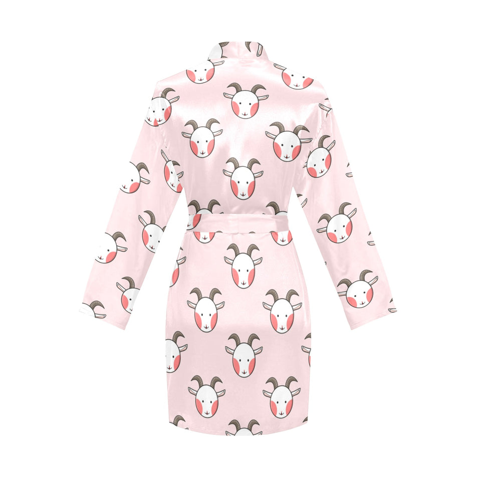 Cute goat pattern Women's Long Sleeve Belted Night Robe
