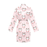 Cute goat pattern Women's Long Sleeve Belted Night Robe